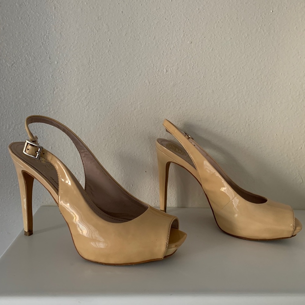 Vince Camuto Cream Slingback Patent Heels